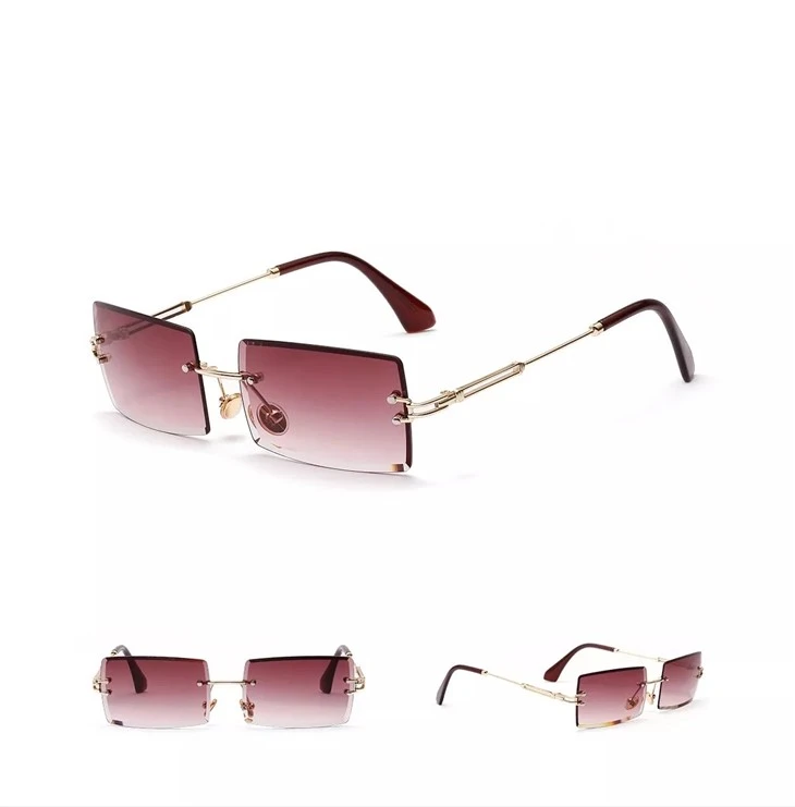 Rectangle Lens Rimless Sunglasses